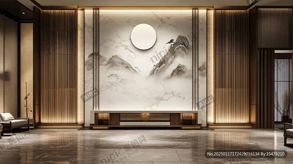 現(xiàn)代輕奢中式背景墻