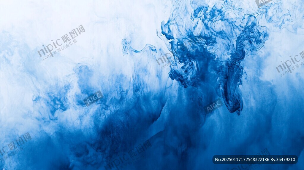 水墨云煙藍色背景