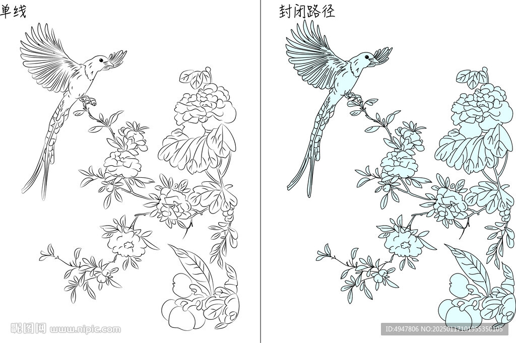 花與鳥 矢量圖