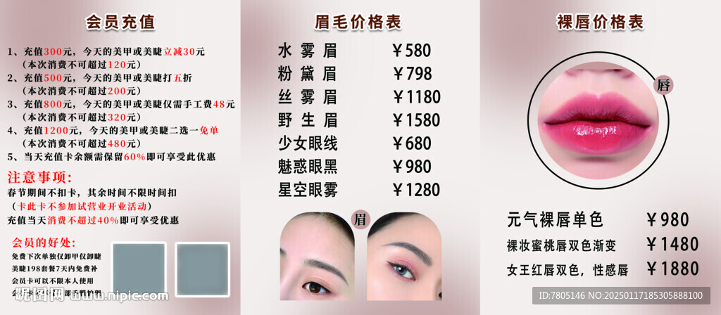 裸唇價格表
