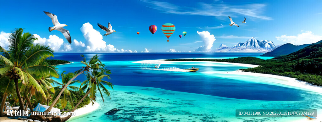 海灘風景畫