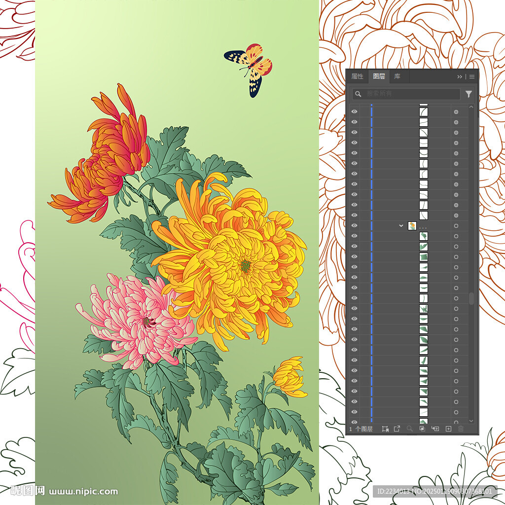 工筆菊花