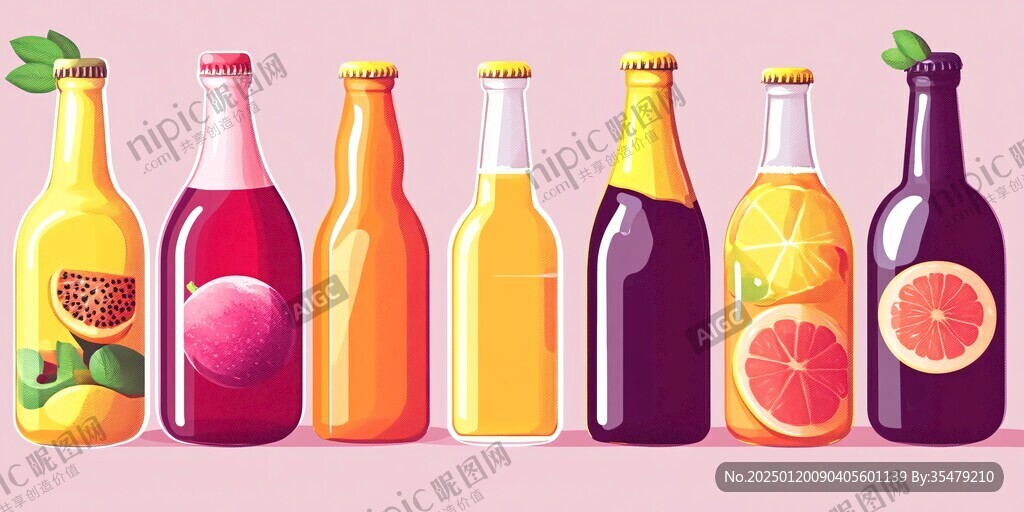 汽水果汁插畫
