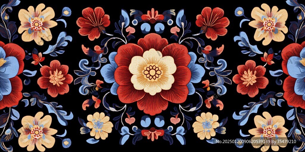 彩色民族風(fēng)花草花卉