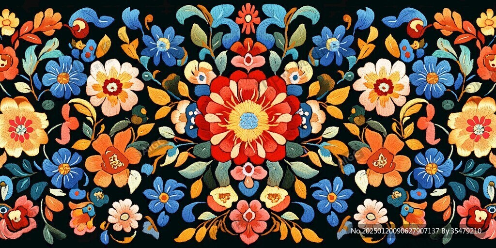 彩色民族風(fēng)花草花卉