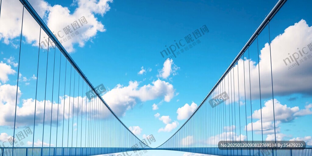 藍(lán)天白云建筑大橋