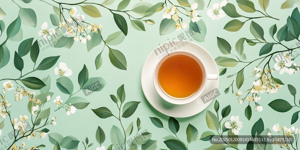 茉莉花茶插畫