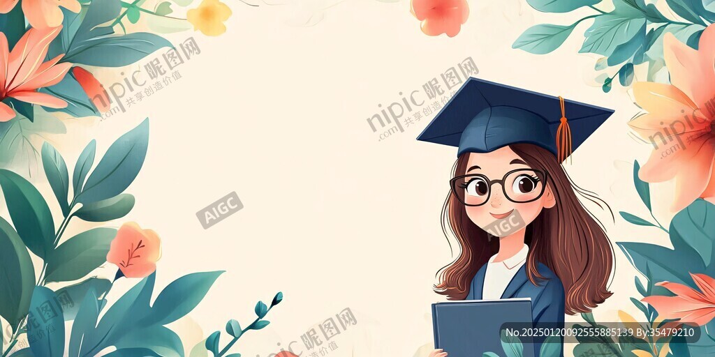 畢業生女博士插畫