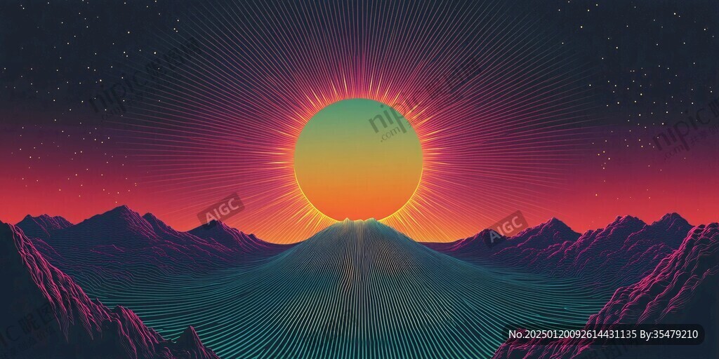 旭日東升插畫