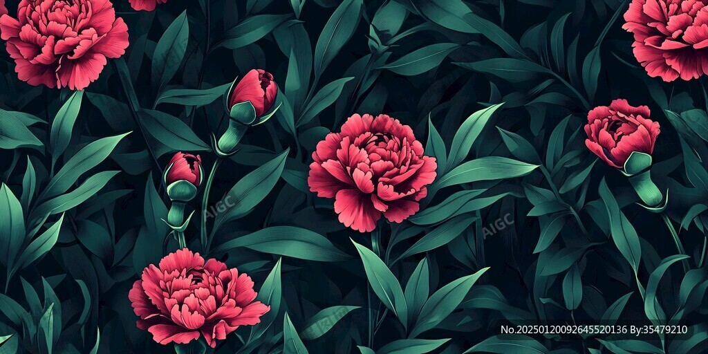 綠植紅花背景
