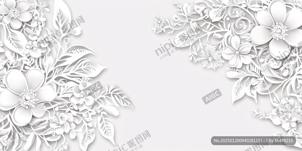 白色剪紙花卉