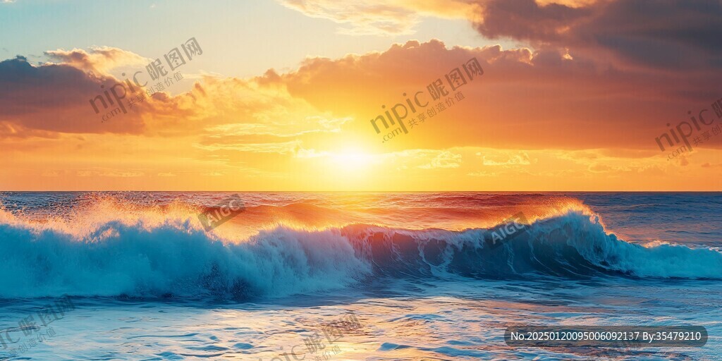 海浪浪花日出日落