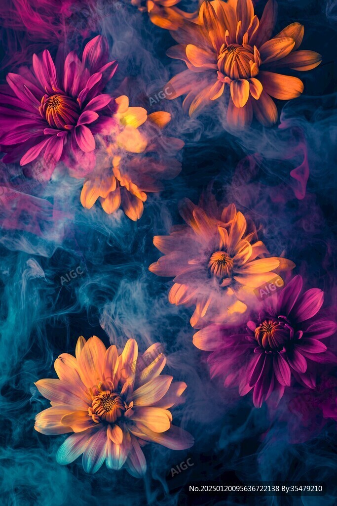 煙霧花朵素材