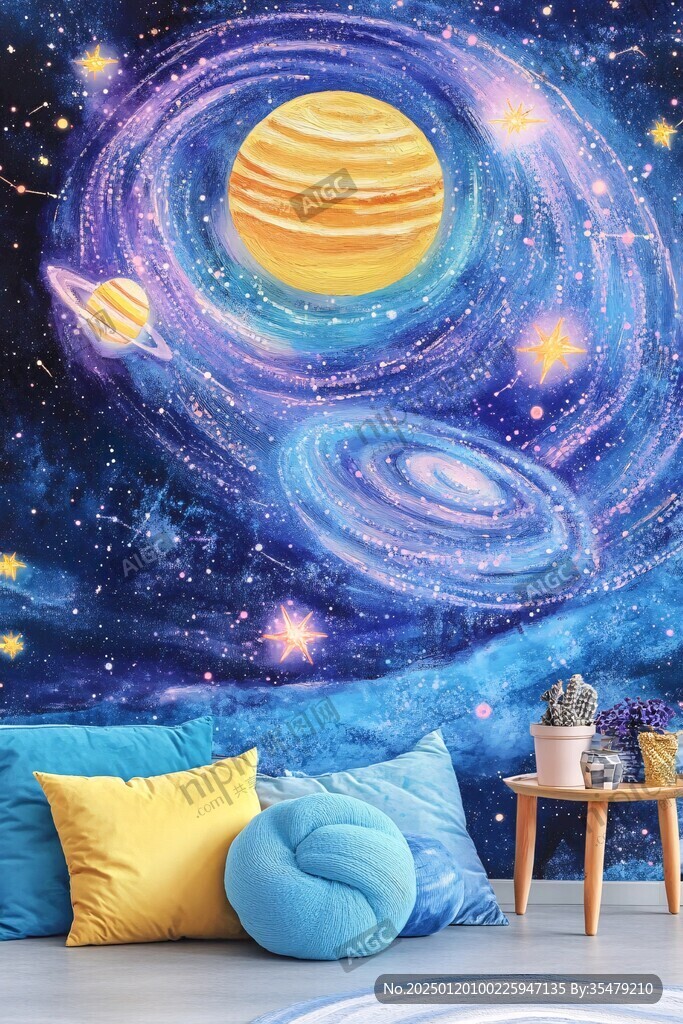 兒童夢幻星球背景墻