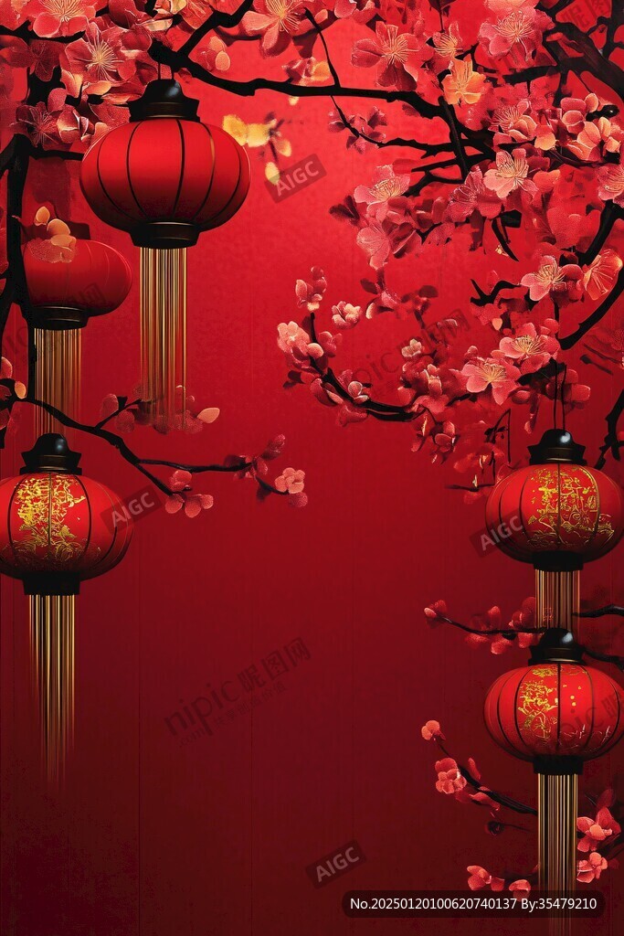 燈籠梅花背景圖