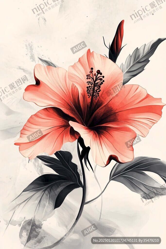 扶桑花插畫