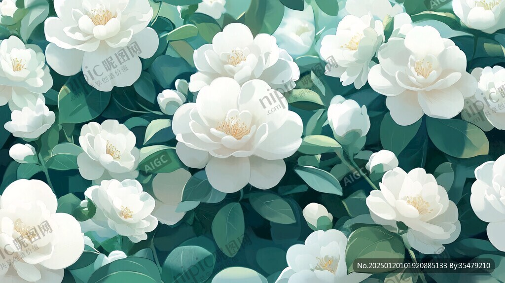 山茶插畫