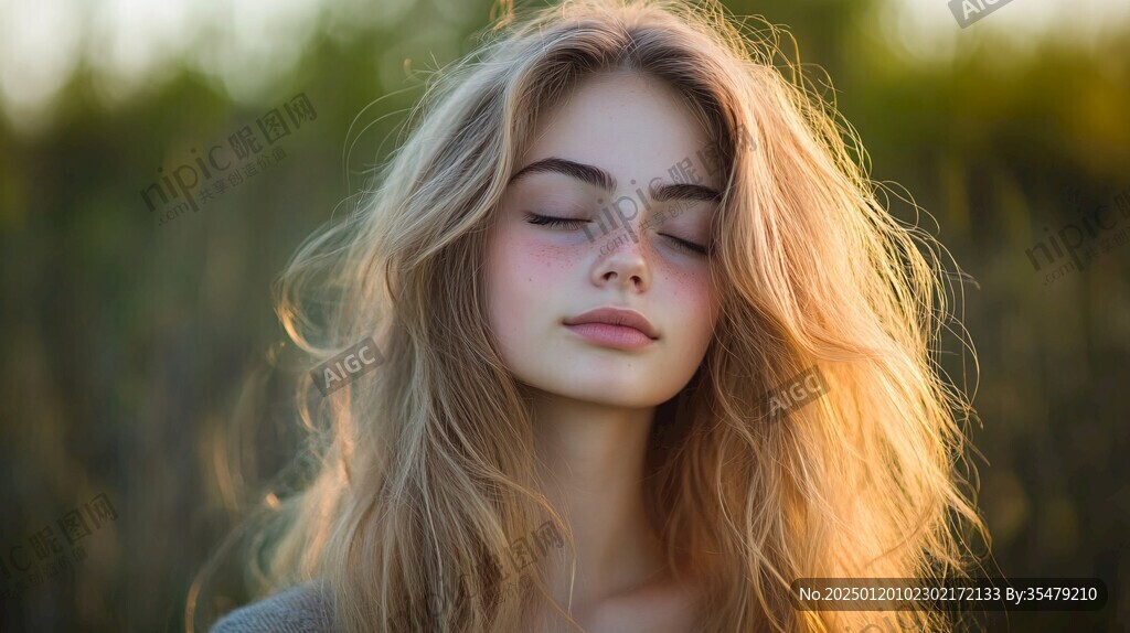 閉眼睛美女