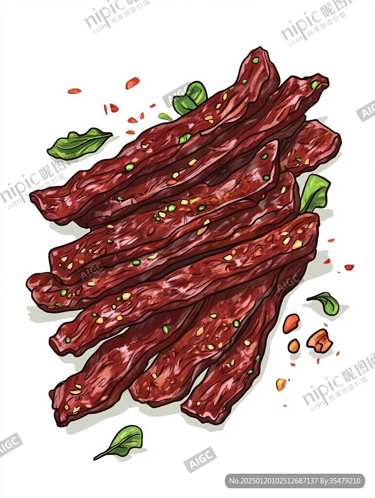 香辣醬手撕牛肉插畫