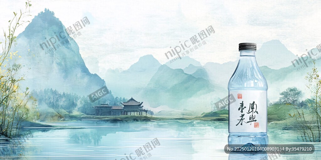 礦泉水包裝插畫