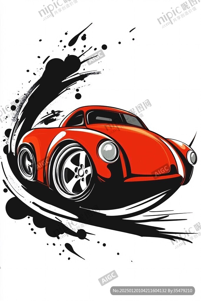 卡通跑車插畫