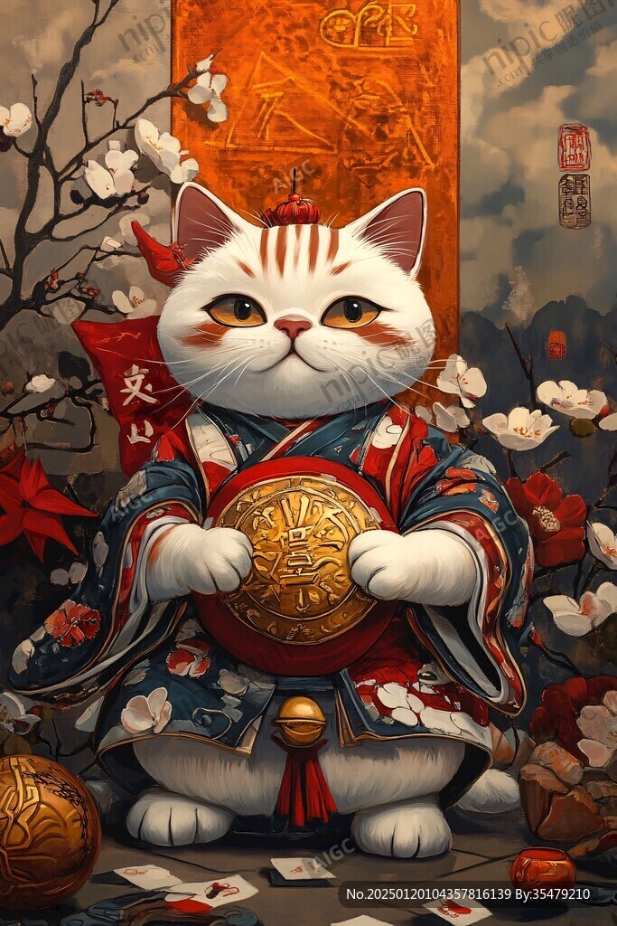 招財貓插畫