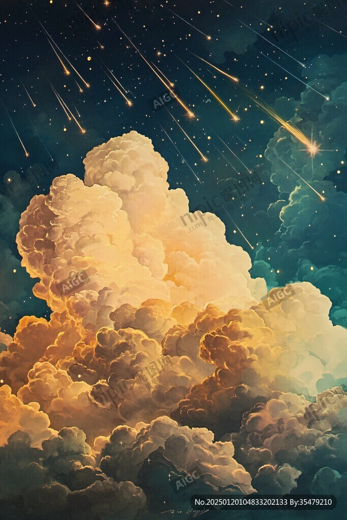 彩色流星雨插畫