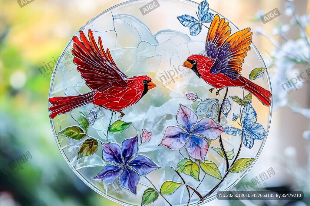 工藝玻璃花鳥