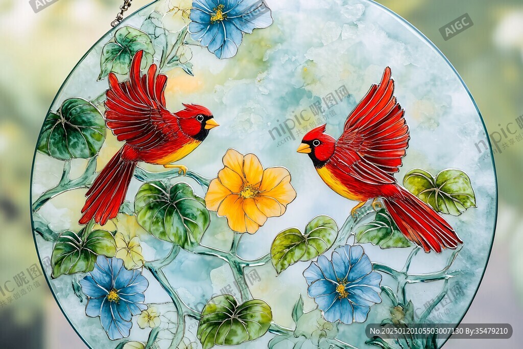 工藝玻璃花鳥