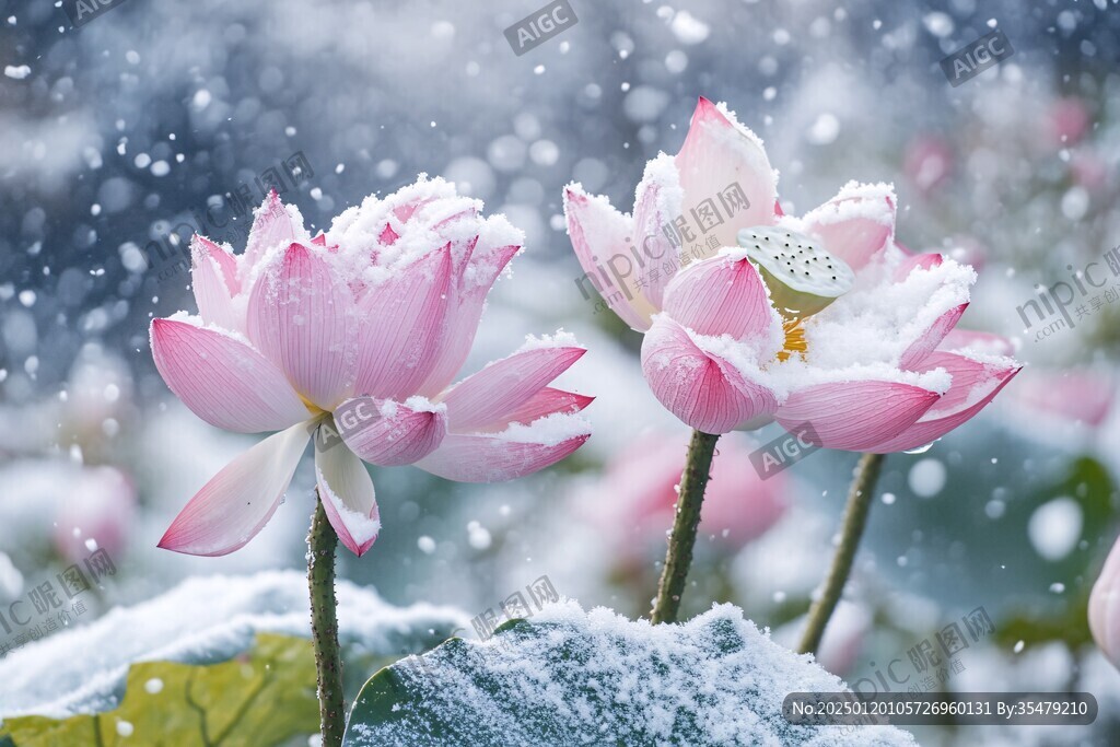 荷塘雪韻