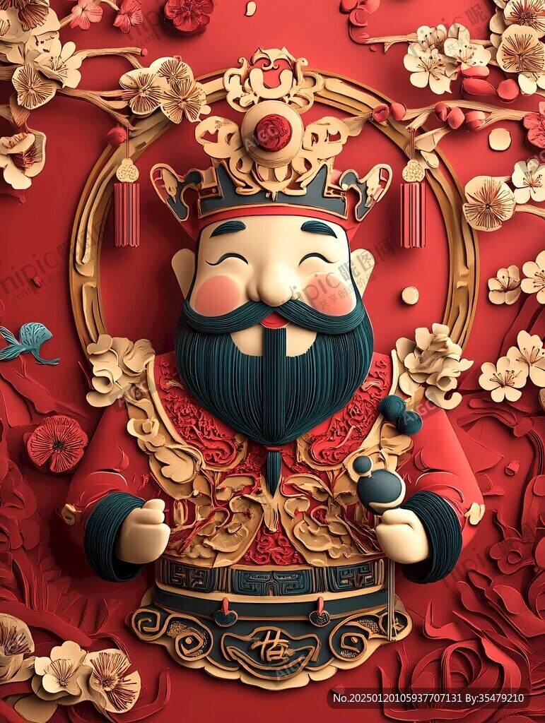 財(cái)神包裝插畫