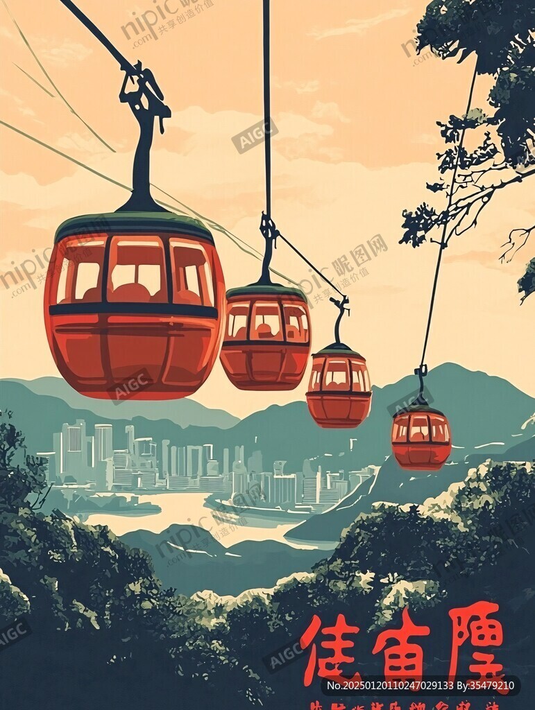 長江索道插畫