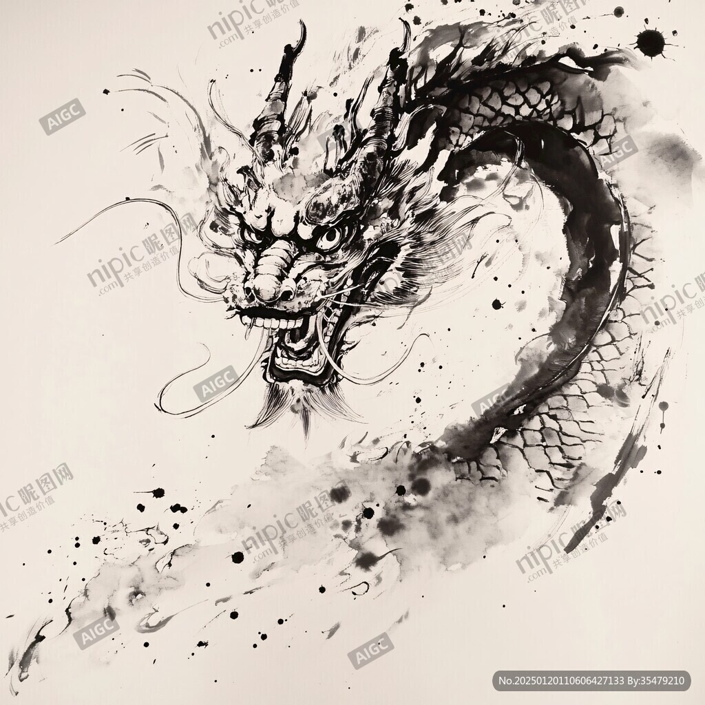 抽象水墨龍