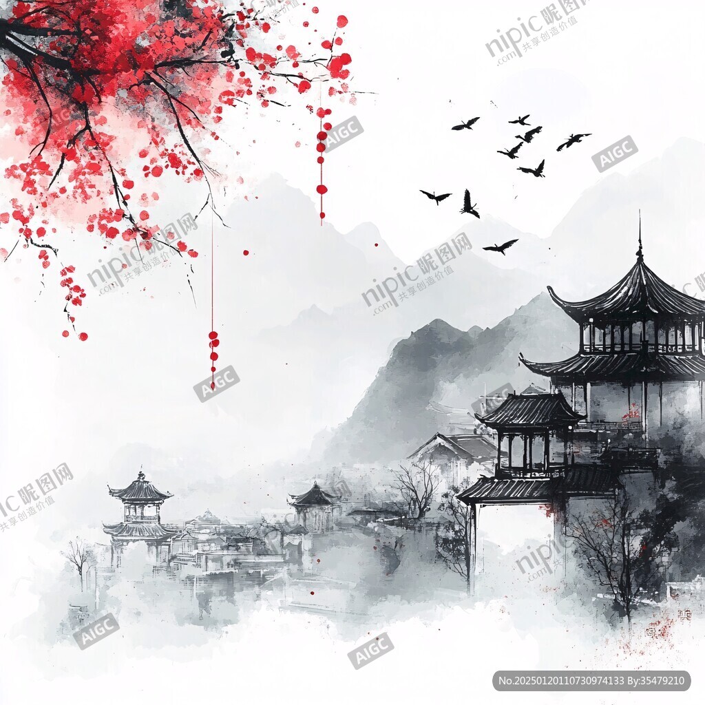 古典古風水墨江南