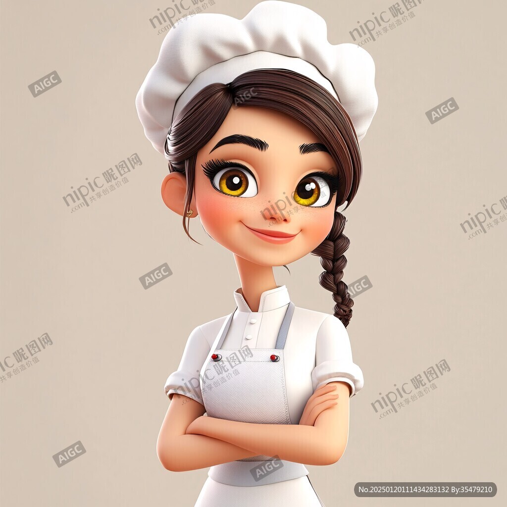 卡通美女廚師頭像
