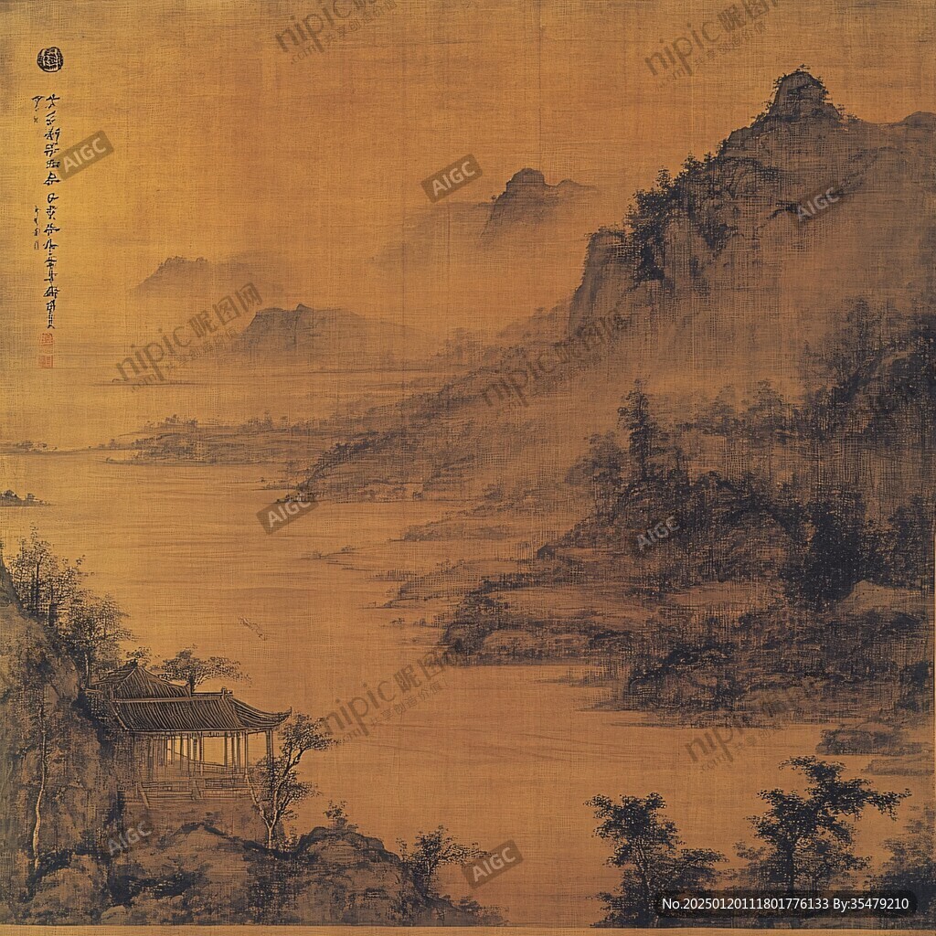 倚霞橫琴圖頁