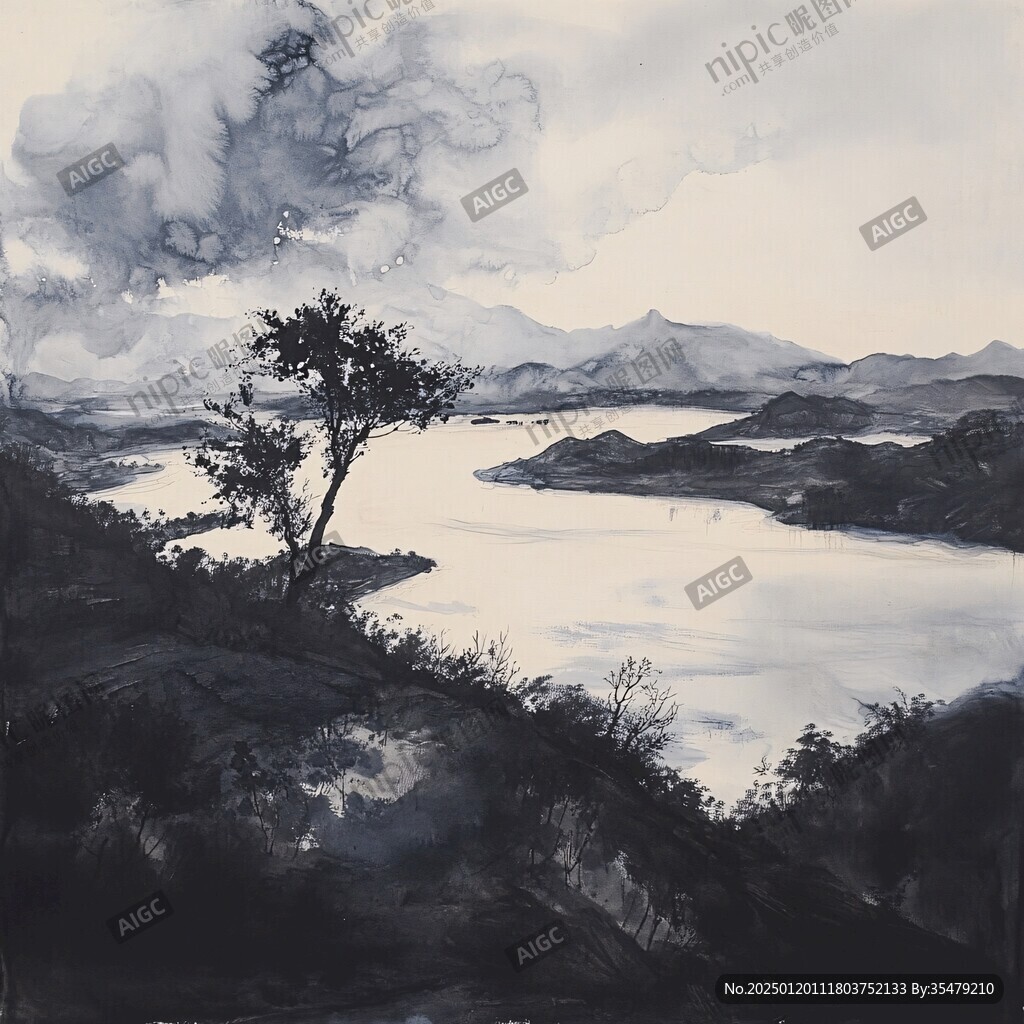 粵港澳水彩水墨山水
