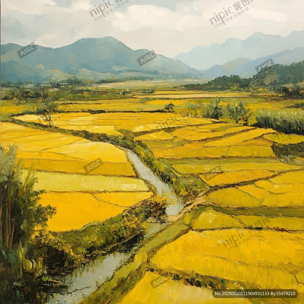 稻田油畫