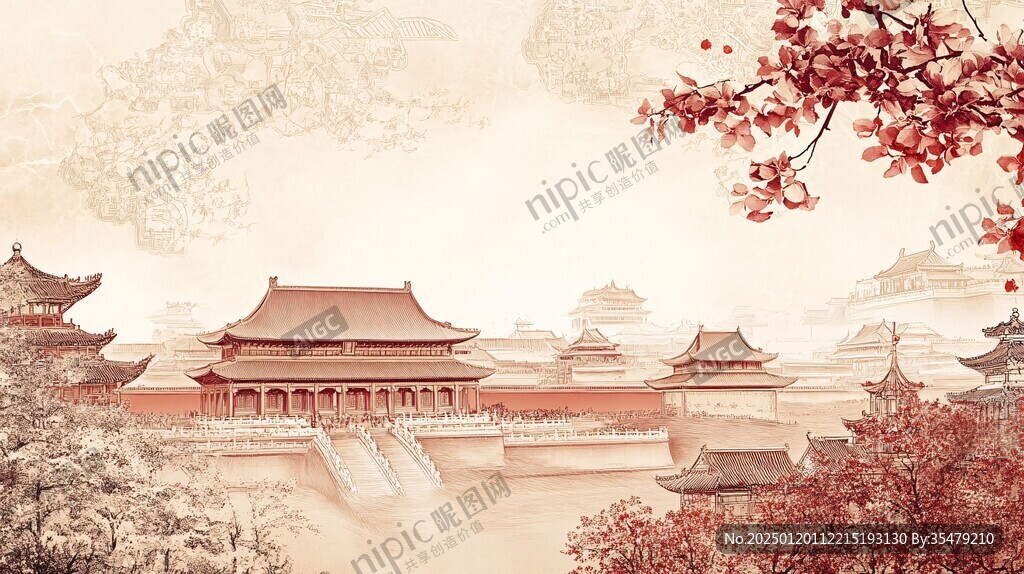 晚秋宮墻插畫(huà)