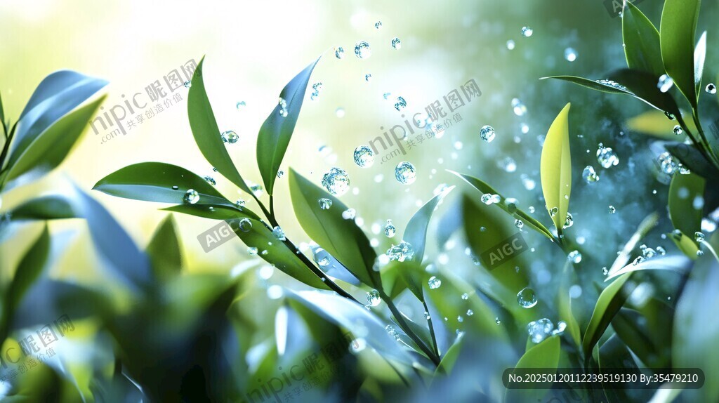 草藥水珠綠葉環(huán)保素材