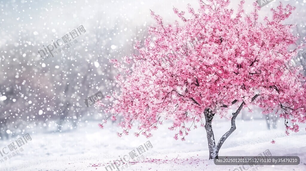 紅梅樹上的雪