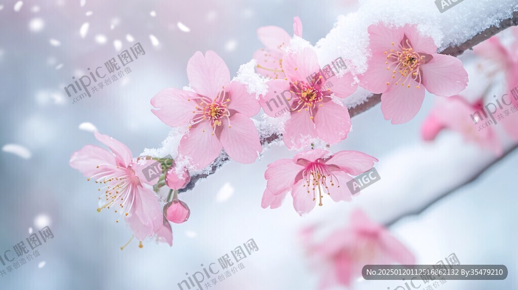 雪中的桃花