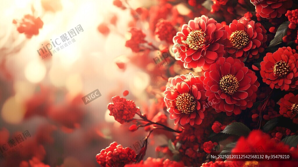 簡紅大氣花朵