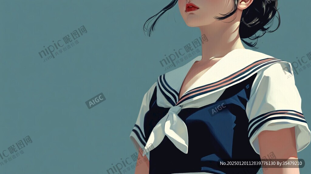 校服美女插畫