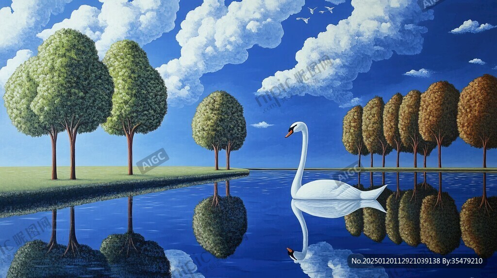 天鵝風景畫