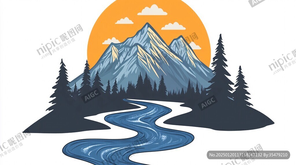 山川河流插畫
