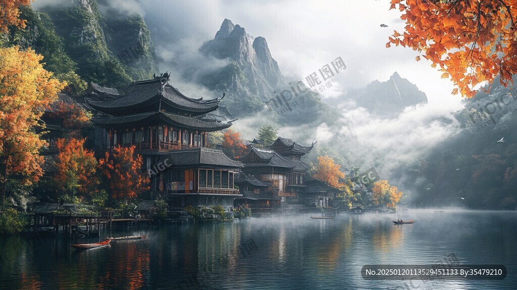 山水樓閣雅致意境風(fēng)