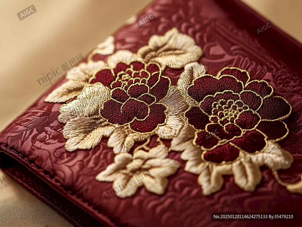 蓮花紋刺繡錢包