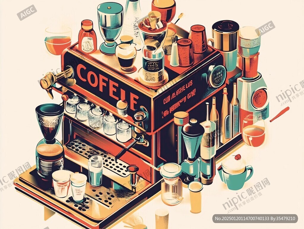 咖啡甜品烘焙插畫