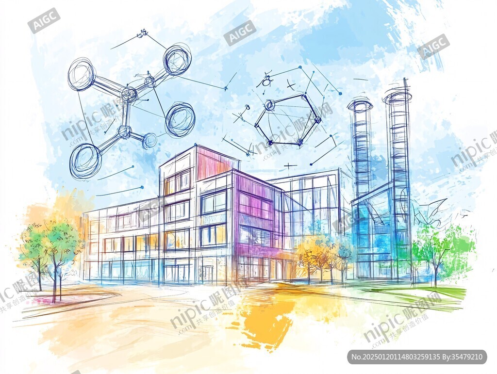 水彩科技大學(xué)建筑